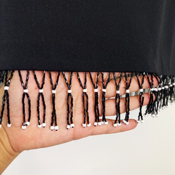 Vintage Cache Womens Size S Black Beaded Fringe Stretch Skirt - Picture 2 of 6